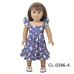 Doll Clothes 45 72 Cm Flying Sleeve Print Dress