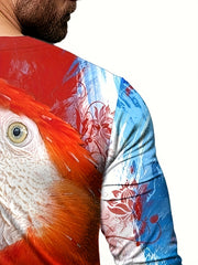 Parrot 3d Print Men's Long Sleeve Novelty T shirt For Autumn