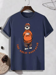 Men's Cartoon Root Bear Pattern T shirt Outdoor Tee