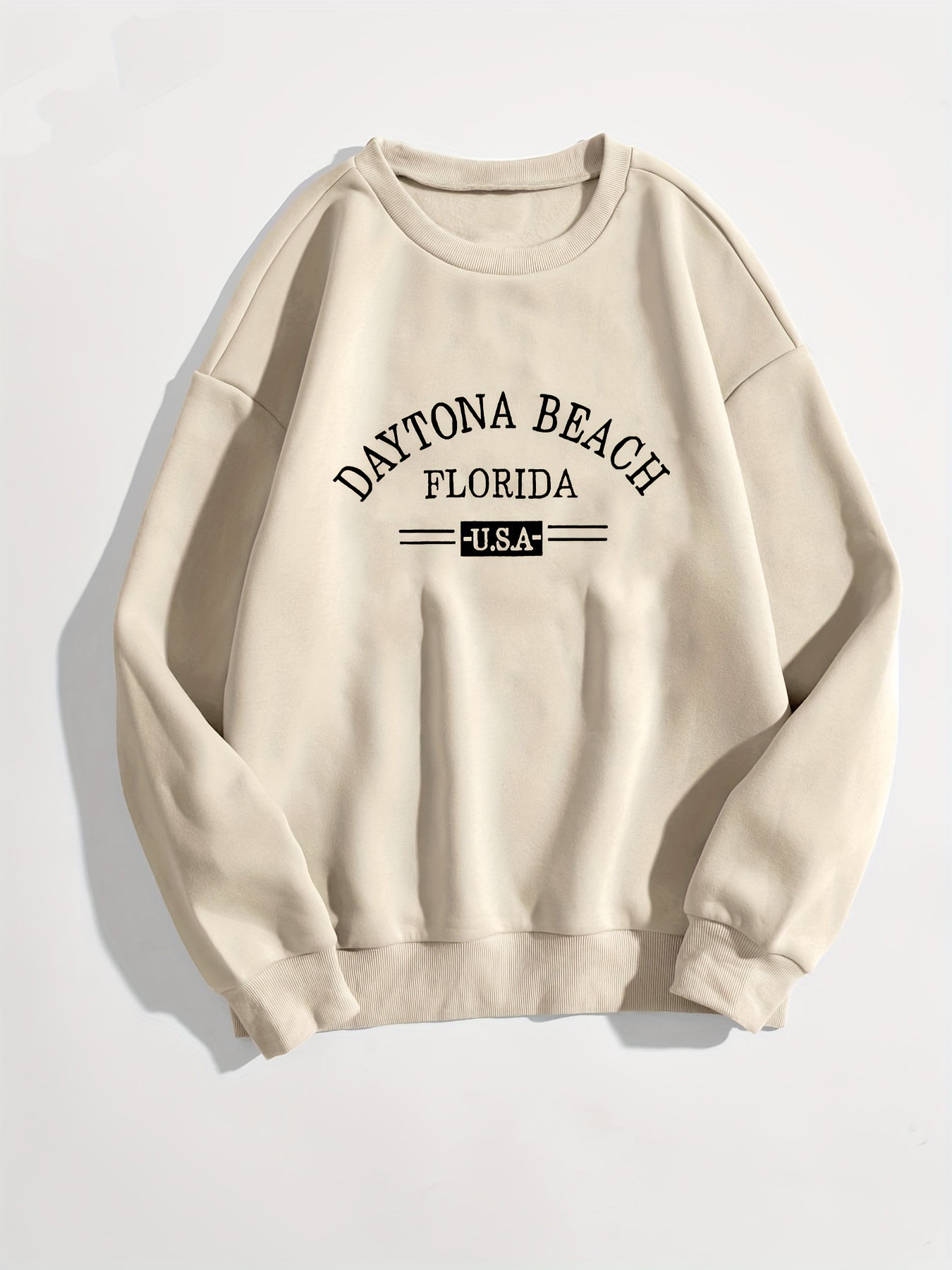 Letter Print Crew Neck Sweatshirt for Women