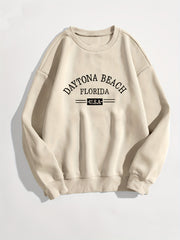 Letter Print Crew Neck Sweatshirt for Women