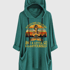 Graphic Print Drawstring Loose Hoodie Casual Hooded Pocket Sweatshirt