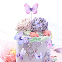 8pcs Purple Yarn Butterfly Cake Decoration 3D Butterfly Birthday Cake Toppers