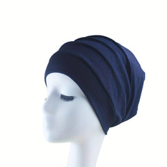 Soft Pleated Turban Cap Elastic Slouchy Head Wrap Solid Beanies Lightweight