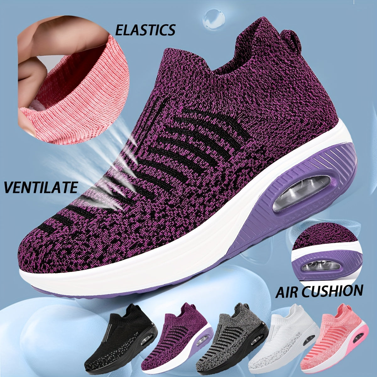 Women's Air Cushion Slip On Walking Shoes Breathable Sneakers