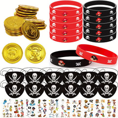 Pirate Party Favors: Coins, Gems, Bracelets, Eye Patch Tattoos