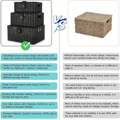 Desktop Woven Box W/Lid Skincare Storage Box Durable Basket