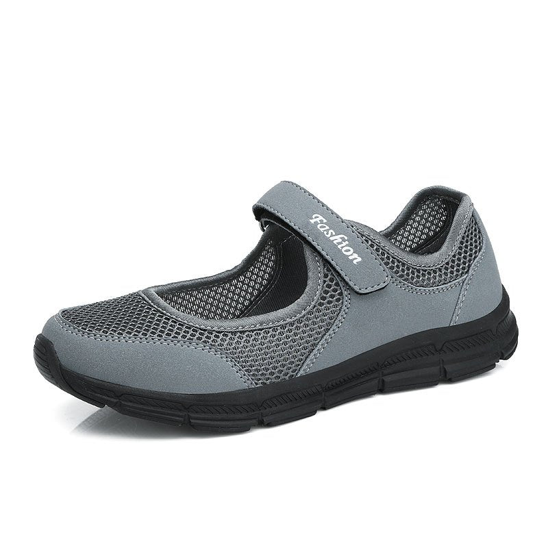 Women's Mesh Platform Walking Sneakers Breathable Non slip Hook & Loop Shoes