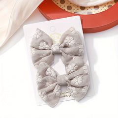 2pcs Floral Bow Lace Hair Clips for Proms & Baby Girls