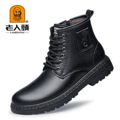 LAORENTOU Men's Oxford Lace Up Boots Warm Fleece Anti skid Comfortable