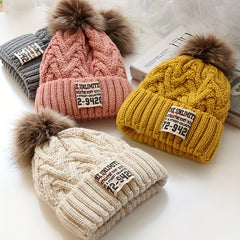 Baby Hat Autumn Winter Kids Knitted Hat Thick Plus Velvet Woolen Hat