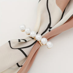 Faux Pearl Scarf Shawl Buckle Clip T shirt Tie Clips