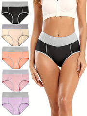 Women's Plus Size Panties Set High Waisted Double Layered Briefs Five Piece Set