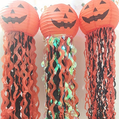 11" Pumpkin Witch Skull Bat Hanging Lantern Halloween Decor & Party Props