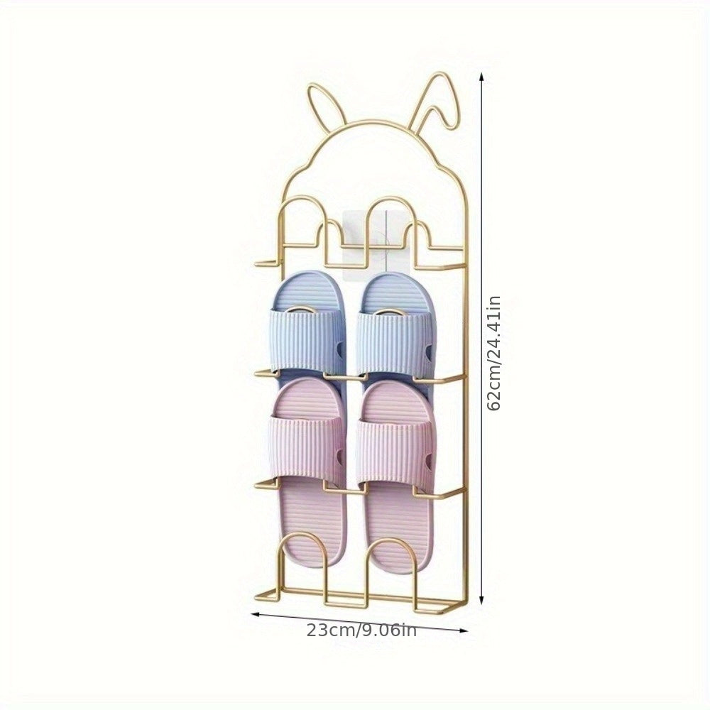 Wall Mounted Shoe Rack No Drilling Slipper Organizer Home Decor
