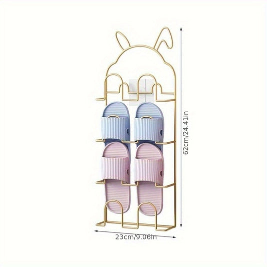 Wall Mounted Shoe Rack No Drilling Slipper Organizer Home Decor
