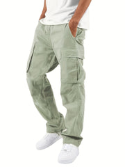 Men's Heavyweight Cargo Pants Elastic Waist Jogger Sweatpants