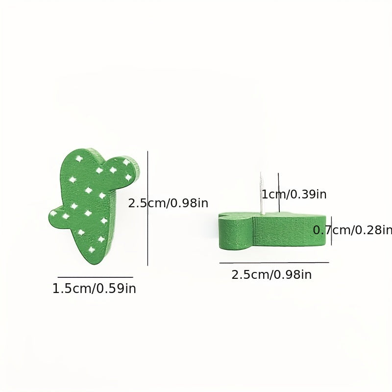 30 Decorative Cactus Push Pins Wooden Cork Board Tacks