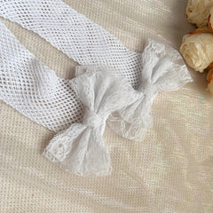 Girls Mesh Cotton Blend Big Bow Knee High Socks