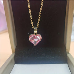 Pink Heart Pendant Necklace for Girls Y2K Jewelry Accessories