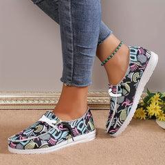Women's Abstract Pattern Loafers Casual Canvas Shoes