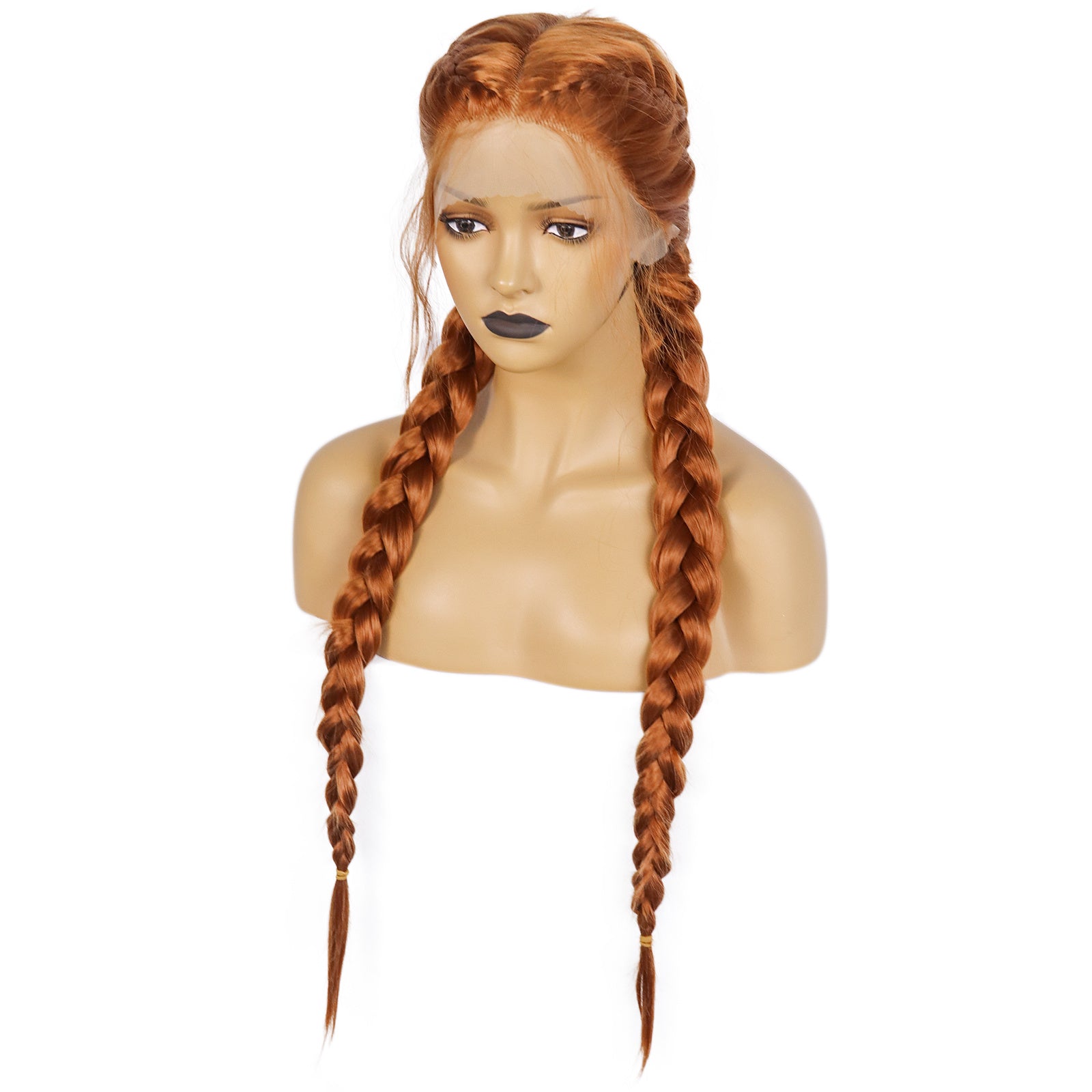 Copper Red Braided Lace Front Wig + Wig Cap