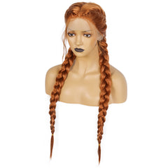 Copper Red Braided Lace Front Wig + Wig Cap