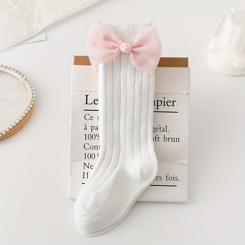 Girls Kids Bowknot Sweet Long Socks Spring Autumn