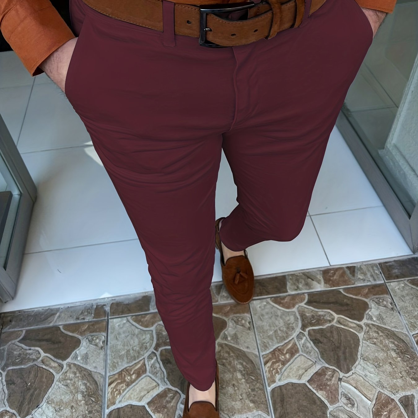 Vintage Style Stretch Dress Pants for Men