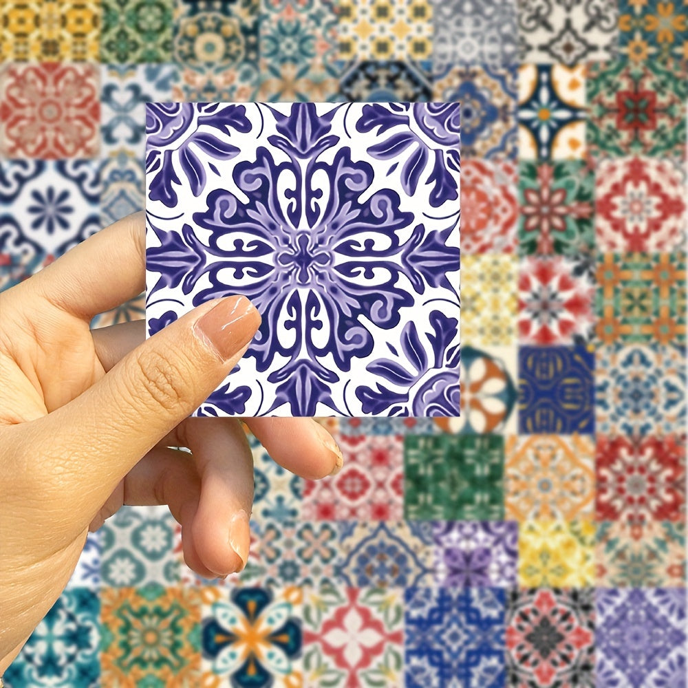 62pcs Cartoon Retro Tile Graffiti Sticker Series Waterproof Sticker