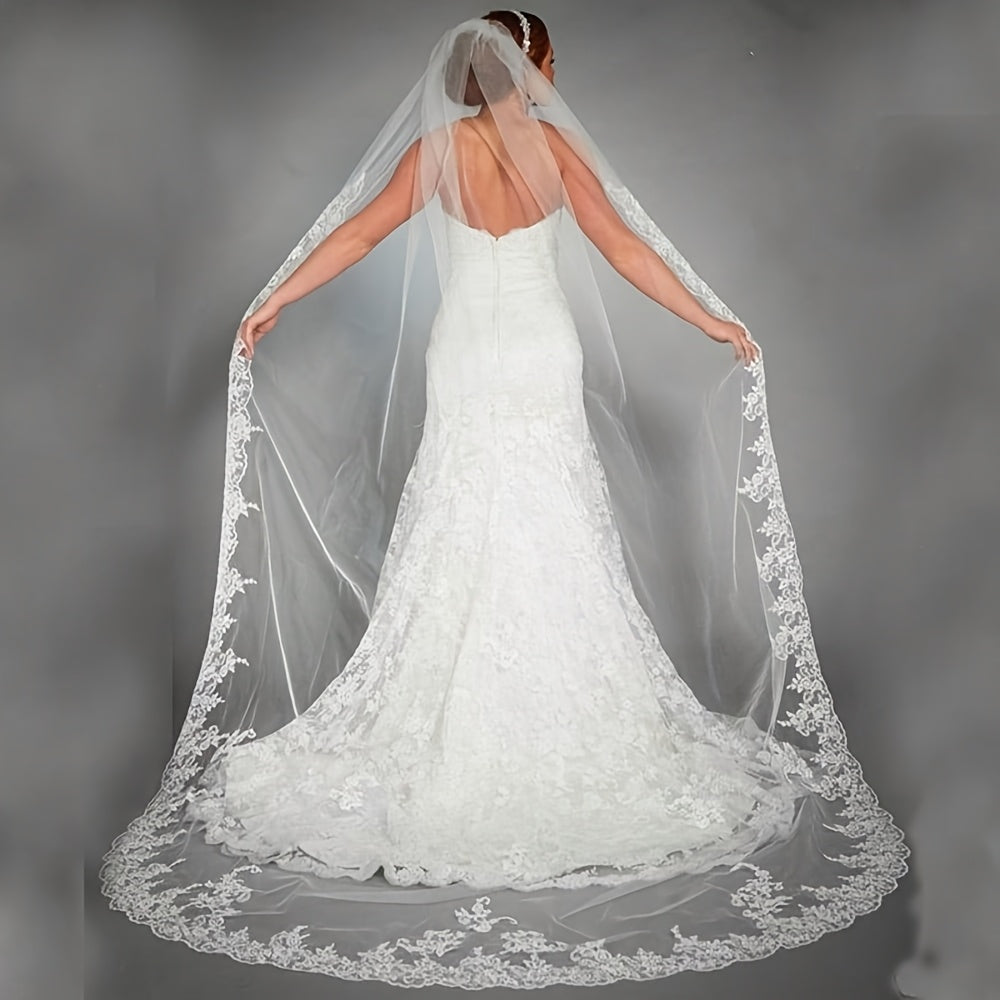 Lace Edge 1T Bridal Veils 3 Meters Veu De Noiva Longo