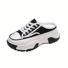 Women's Platform Canvas Slip-On Shoes Height Increasing Outdoor Sneakers