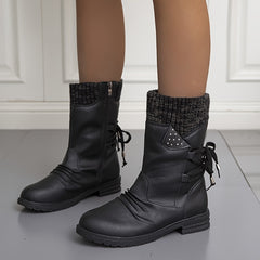Women's Chunky Heeled Mid Calf Boots Western Cowboy Boots