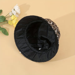 Leopard Print Sequin Casual Bucket Hat