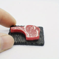 1:12 Dollhouse Steak Model Realistic Resin with Marbling Details DIY Scene Decor