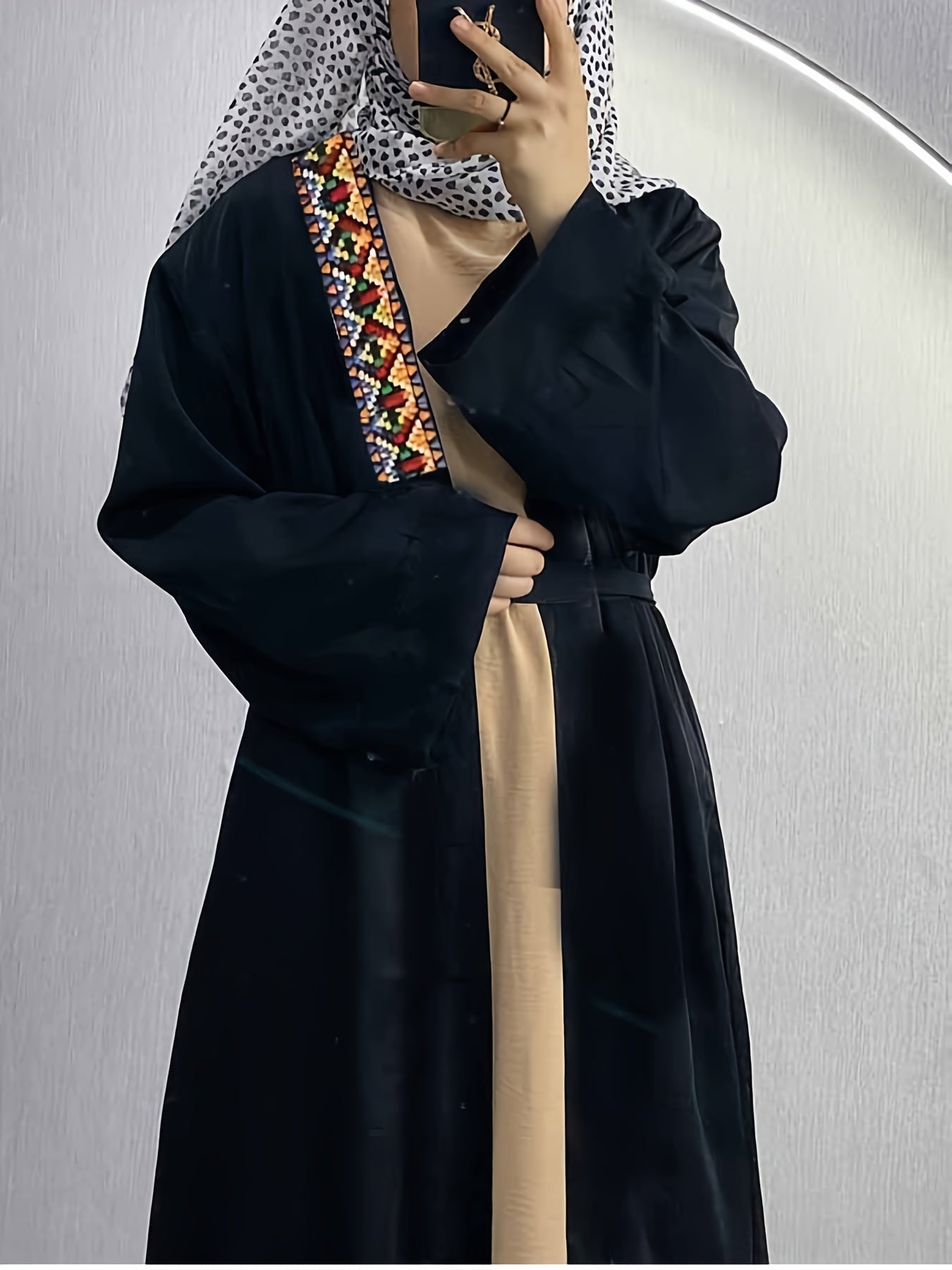 Party Abaya Robe Women's Geo Embroidered Maxi Robe