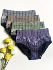 7pcs Lace Stitching Briefs High Waist Sexy Panties Women's Lingerie