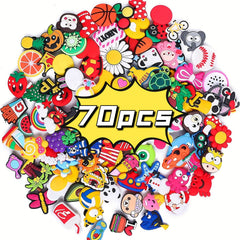 70 Pcs Random PVC Shoe Charms Garden Shoes Wristband Bracelet Docreation