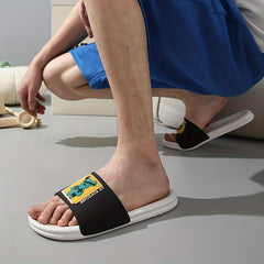 Men's Cartoon Comfy Slip On Slides Unisex Non slip Open Toe Platform House Slipp