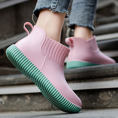 Waterproof Lightweight Rain Boots PVC Block Ankle Boots