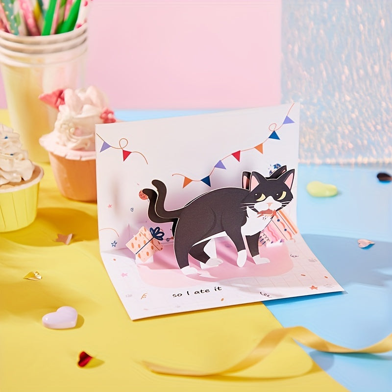 Funny Cat Birthday Card Pop Up Greeting Card For Friends Parents Siblings