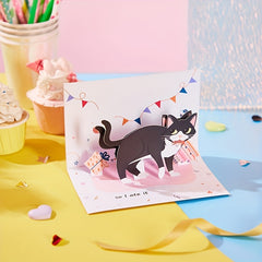 Funny Cat Birthday Card Pop Up Greeting Card For Friends Parents Siblings