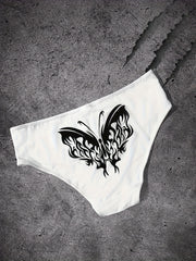 3pcs Skull & Spider Web Print Briefs Halloween Panties Women's Lingerie