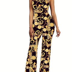 Graphic Print Spaghetti Strap Jumpsuit Casual Sleeveless Jumpsuit