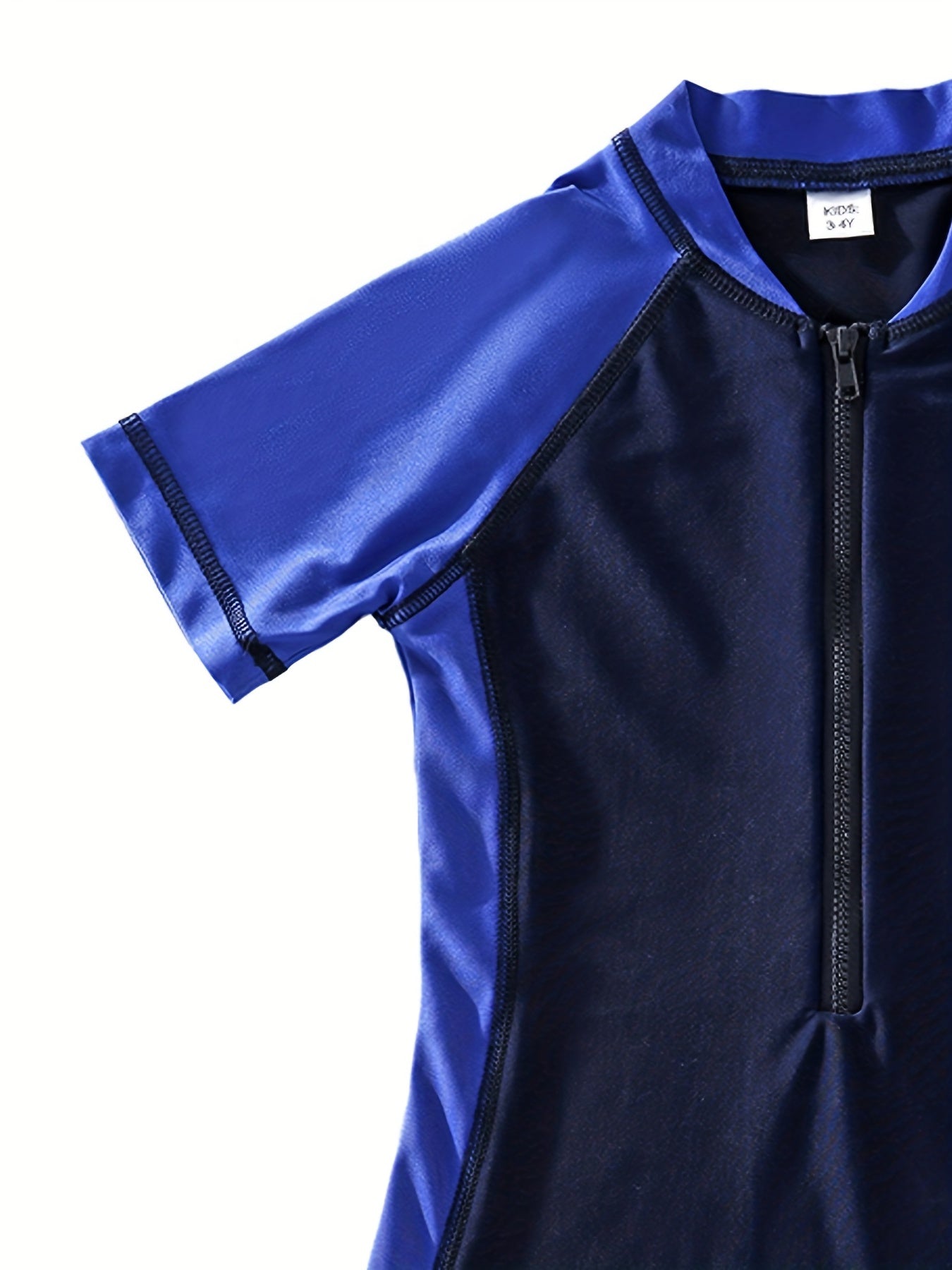 Boys Short Sleeve Zipper One Piece Swimsuit