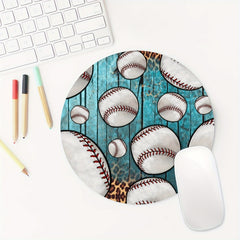 Baseball Round Mouse Pad Non Slip Rubber Base Small Size 7.87 x 7.87 x 0.1 Inch