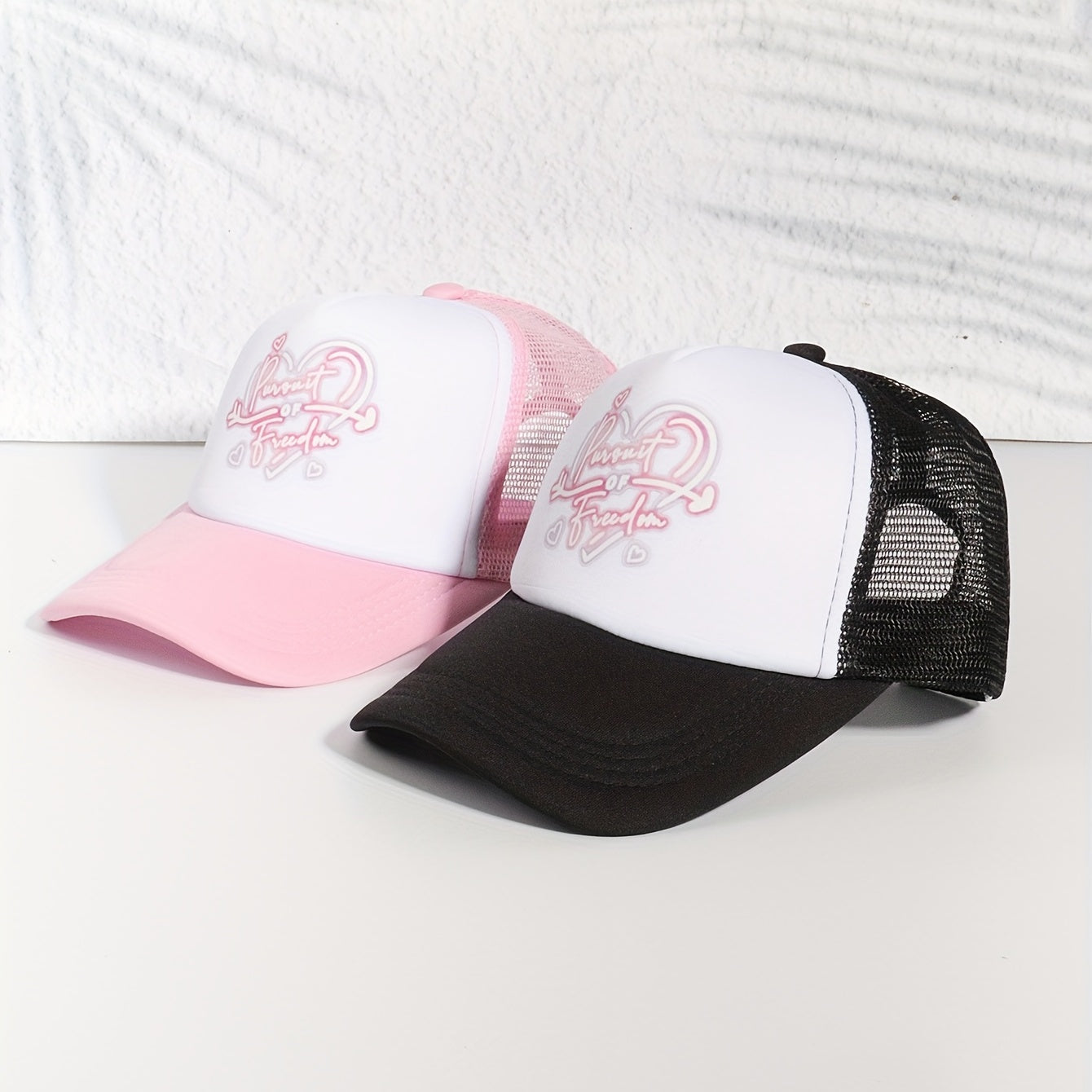 Heart Print Baseball Cap Couple Trucker Hats Lightweight Adjustable Sun Hat