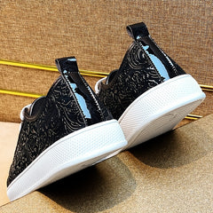 Men's Flower Embossed Sneakers Lightweight Non Slip Walking Shoes