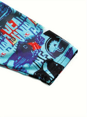 Men's Doodles Print V Neck Tee Spring Fall Outdoor
