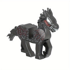 HHLXGG Evil Horse Model Figure Red Grey Cracked Pattern Statue